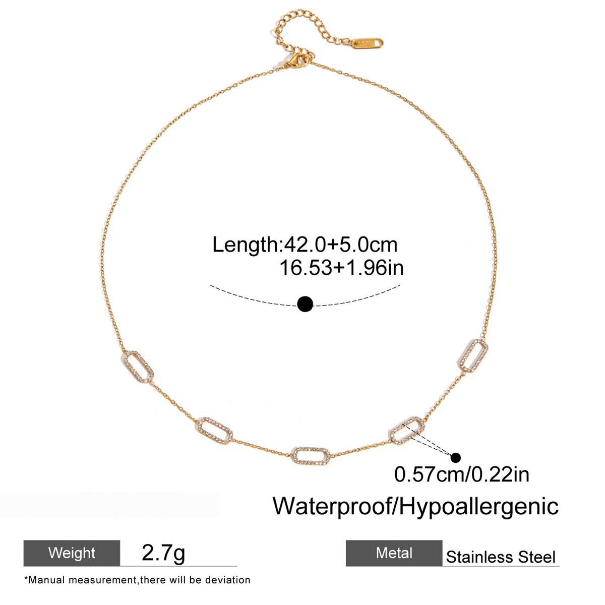1 Piece Casual Geometric Stainless Steel Waterproof Gold Color Women's Chain Necklaces h5 