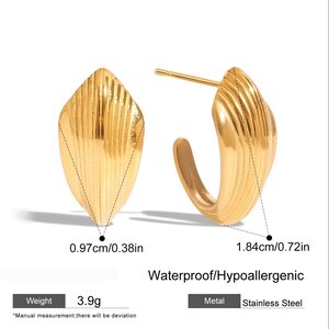 1 Pair Elegant Shell Stainless Steel Waterproof Gold Color Women's Stud Earrings h5 Picture2