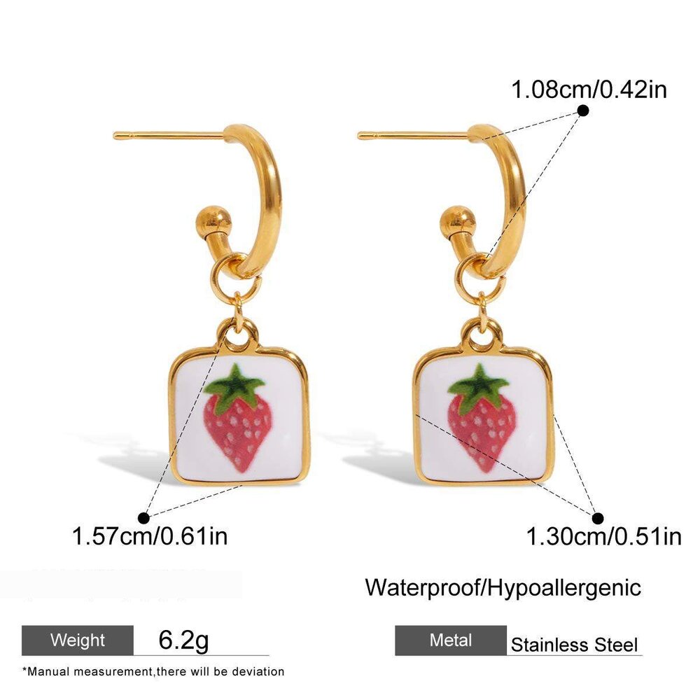 1 Pair Natural Cherry Stainless Steel Waterproof Gold Color Women's Pendant Necklaces