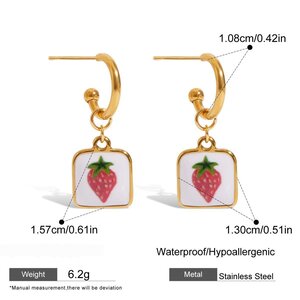 1 Pair Natural Cherry Stainless Steel Waterproof Gold Color Women's Pendant Necklaces h5