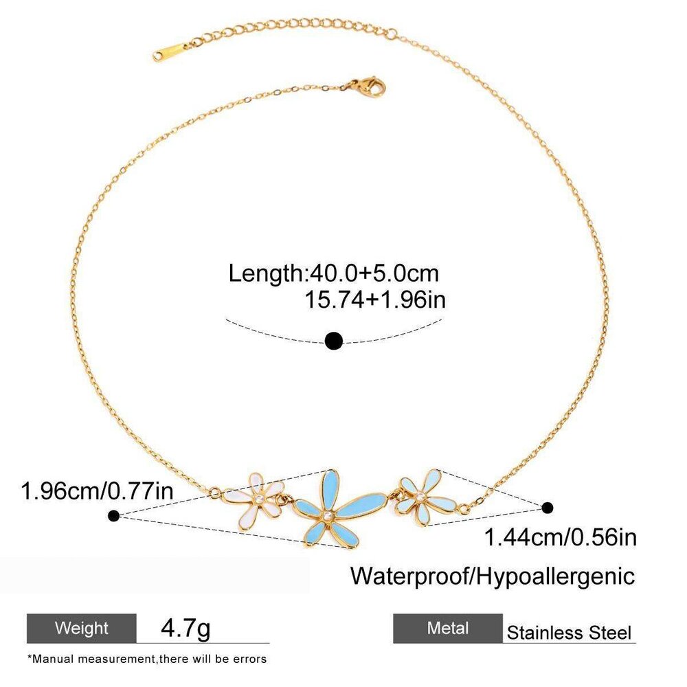 1 Piece Delicate Flower Stainless Steel Waterproof Gold Color Women's Pendant Necklaces Picture2