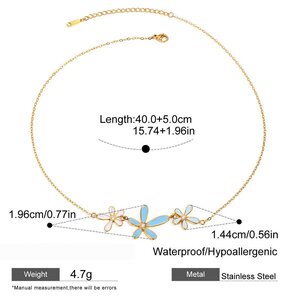 1 Piece Delicate Flower Stainless Steel Waterproof Gold Color Women's Pendant Necklaces h5 Picture2