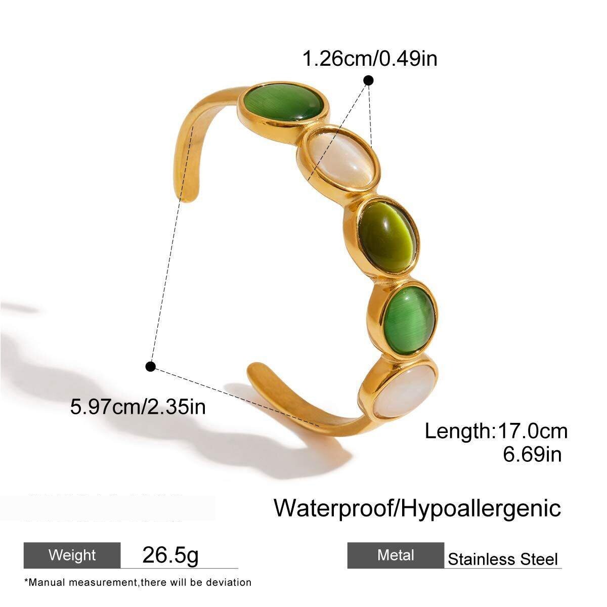 1 Piece Elegant Oval Stainless Steel Waterproof Gold Color Women's Bangles Picture2