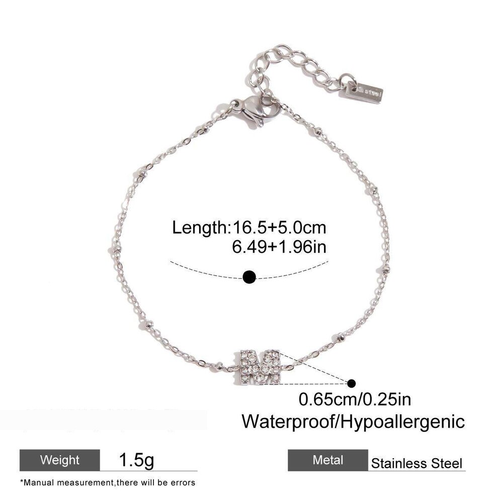 1 Piece Luxurious Series Cute Letter Stainless Steel Waterproof Women's Chain Bracelets