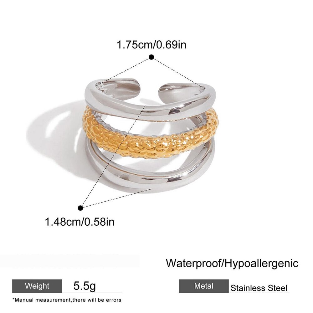 1 Pezzo Di Anelli Minimalisti In Acciaio Inossidabile Geometrico Chic Color Oro Impermeabili Immagine2