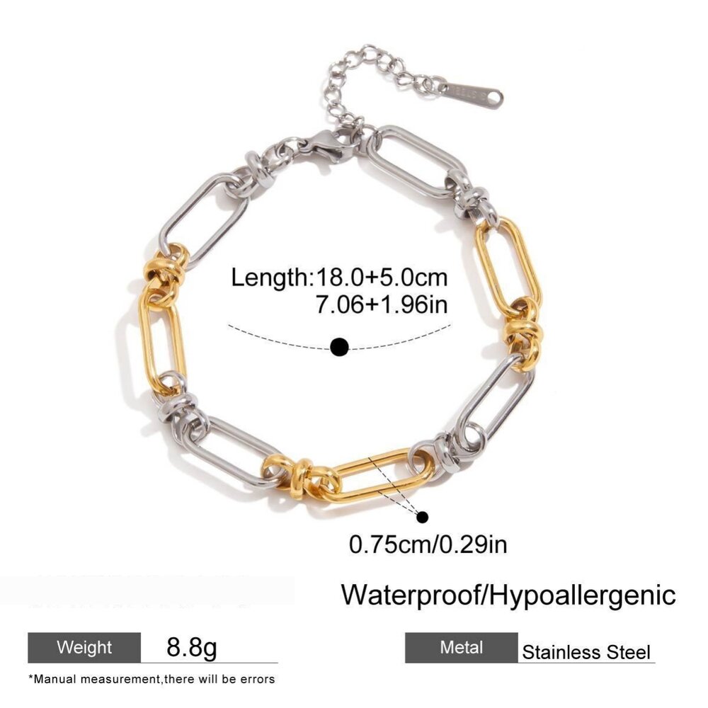 1 Piece Simple Patchwork Stainless Steel Waterproof Gold Color Women's Chain Bracelets