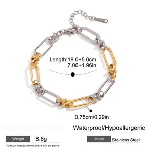 1 Piece Simple Patchwork Stainless Steel Waterproof Gold Color Women's Chain Bracelets h5