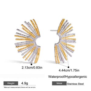 1 Pair Daily Sun Stainless Steel Waterproof Gold Color Women's Stud Earrings h5