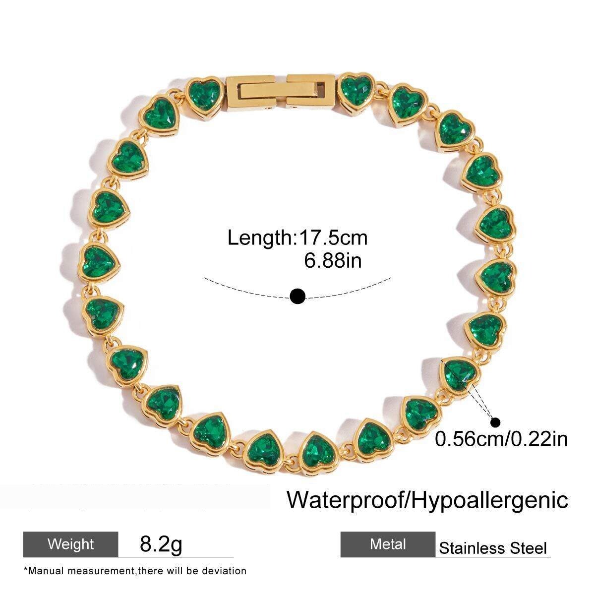 1 Stück Luxuriöses Retro-Armband Aus Grünem, Wasserdichtem Edelstahl In Goldfarbe Für Damen h5 