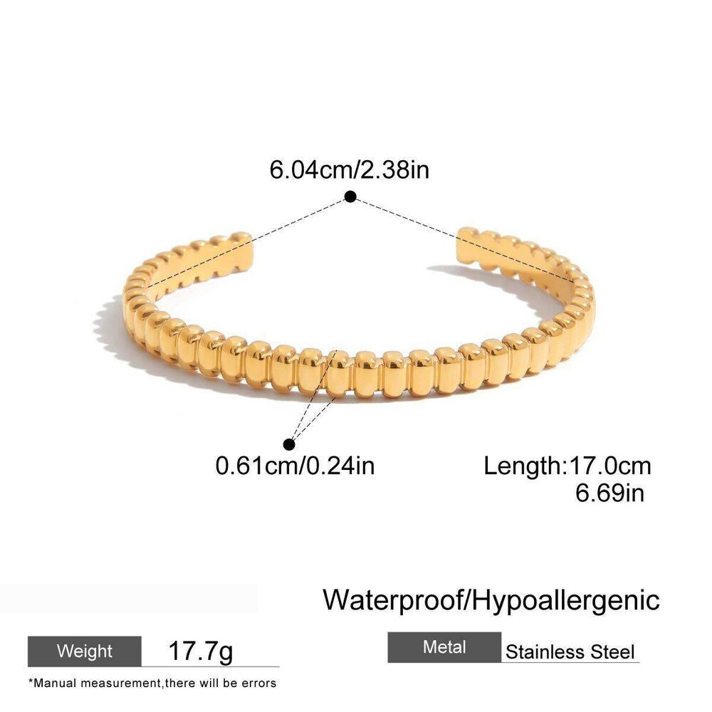 1 Piece Simple Stainless Steel Waterproof Gold Color Women's Cuff Bracelets Picture2