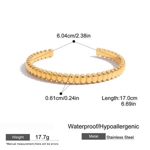 1 Piece Simple Stainless Steel Waterproof Gold Color Women's Cuff Bracelets h5 Picture2