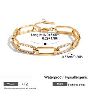1 Piece Classic Geometric Stainless Steel Waterproof Gold Color Women's Chain Bracelets h5