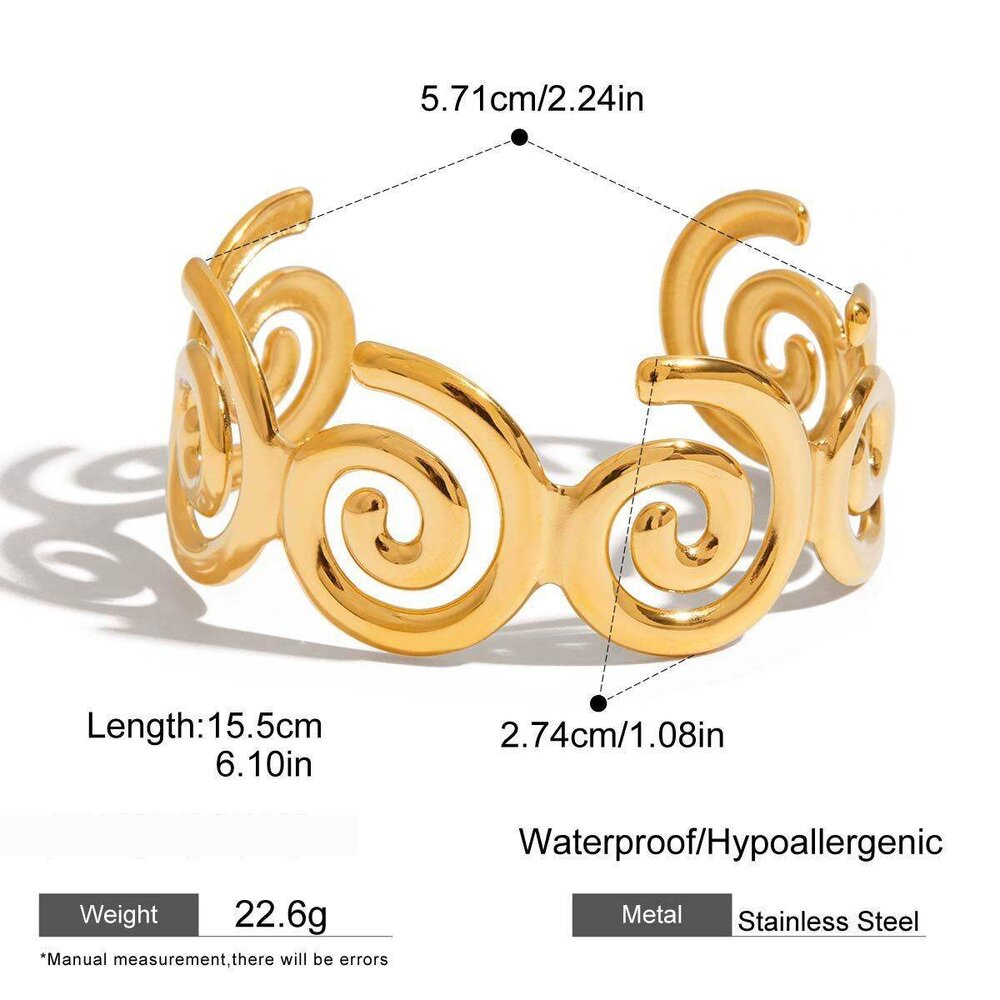 1 Piece Classic Spiral Stainless Steel Waterproof Gold Color Women's Bangles Picture2
