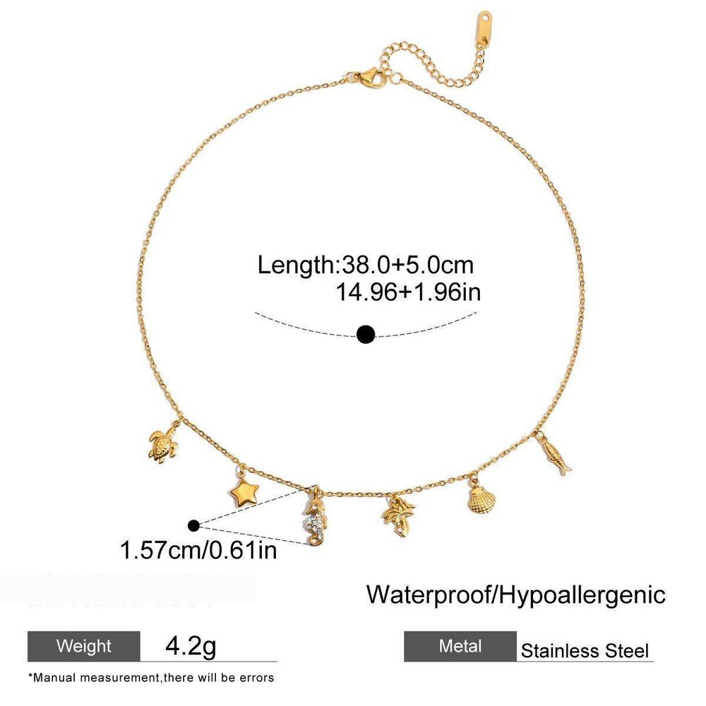 1 Piece Vacation Shell Stainless Steel Waterproof Gold Color Women's Pendant Necklaces Picture2