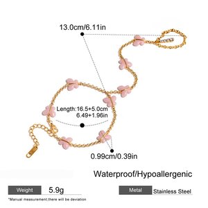 1 Piece Romantic Series Cute Butterfly Stainless Steel Waterproof Gold Color Women's Chain Bracelets h5