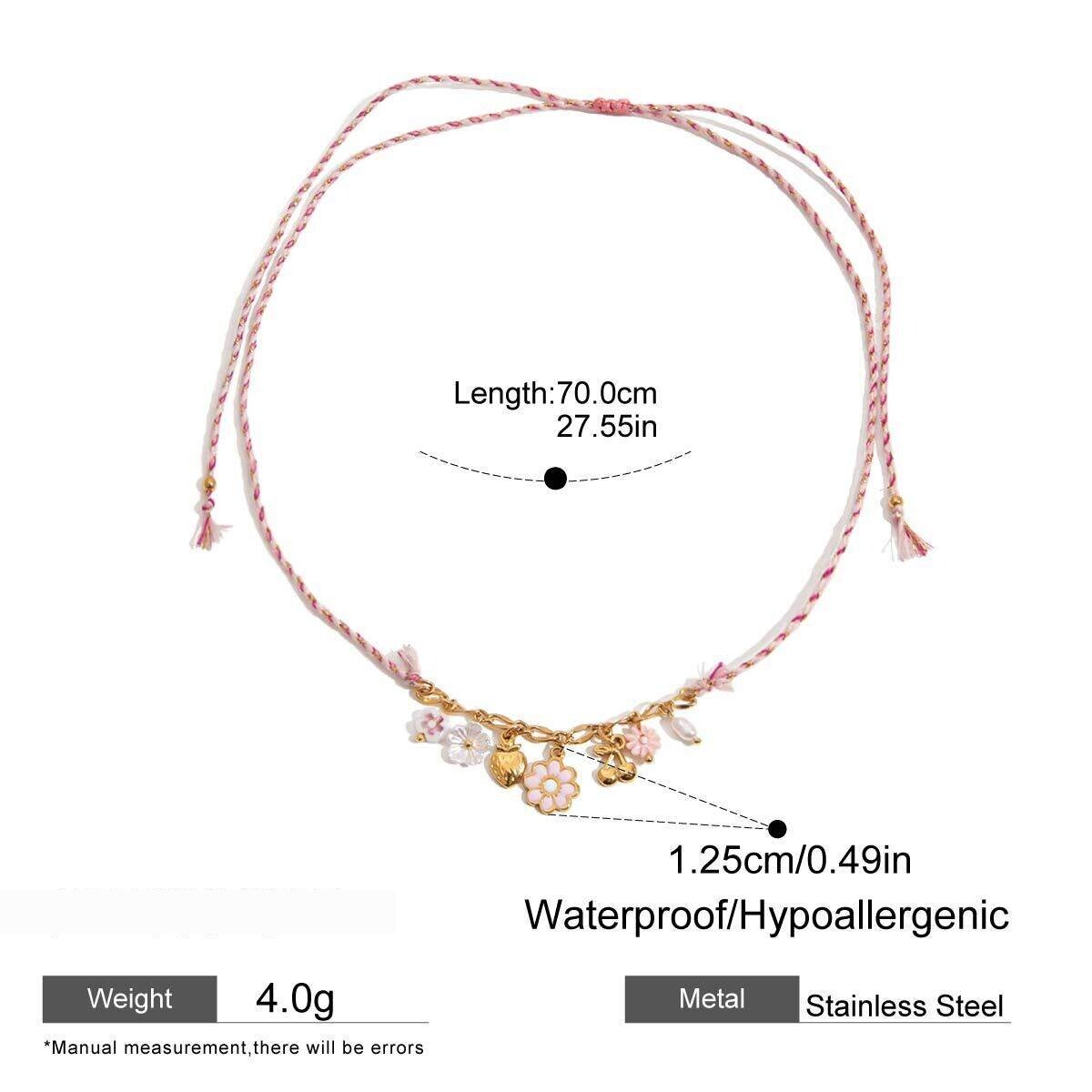1 Piece Vacation Flower String Braided Necklaces h5 Picture2