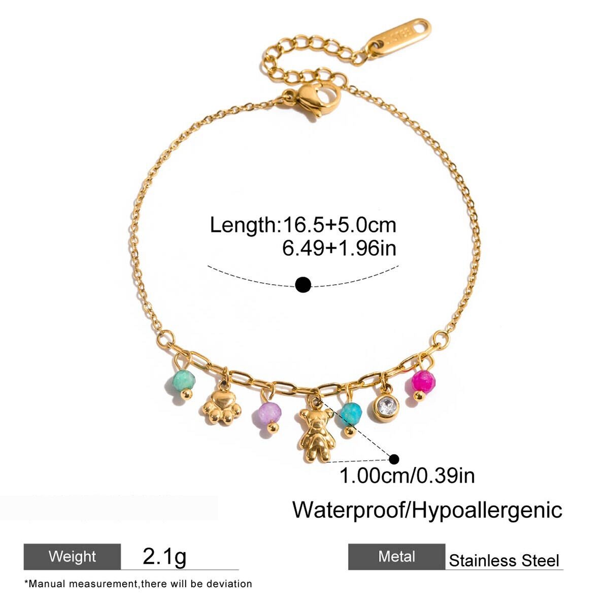 1 Piece Colorful Series Elegant Flower Stainless Steel Waterproof Gold Color Women's Charm Bracelets h5 Picture2