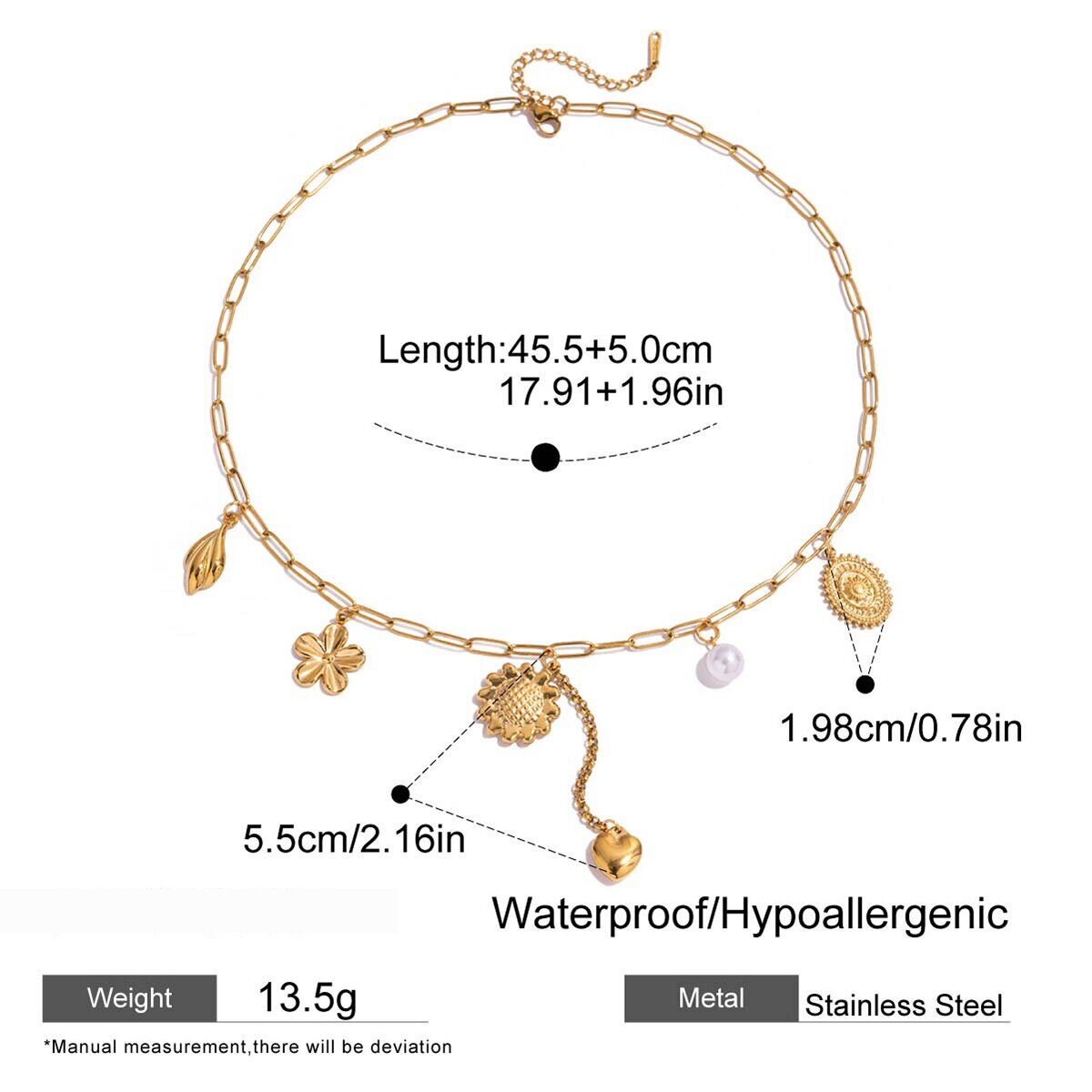 1 Piece Romantic Cherry Stainless Steel Waterproof Gold Color Women's Pendant Necklaces 