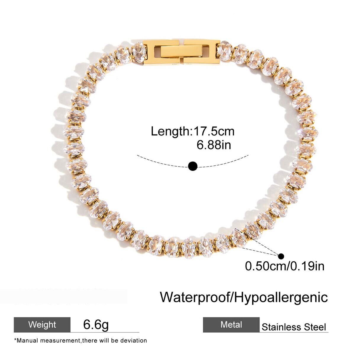 1 Piece Luxurious Series High-End Geometric Stainless Steel Waterproof Gold Color Women's Chain Bracelets h5 Picture2