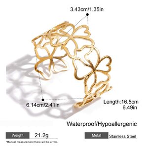 1 Piece Romantic Series Sweet Flower Stainless Steel Waterproof Gold Color Women's Bangles h5 Picture2
