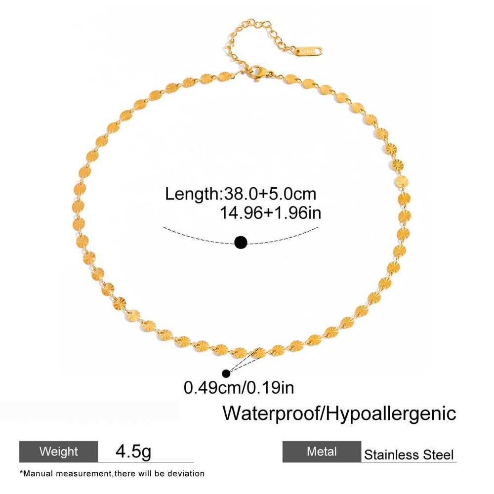 1 Pezzo Di Collana A Catena Da Donna In Acciaio Inossidabile Con Conchiglia Classica, Impermeabile, Color Oro Immagine2