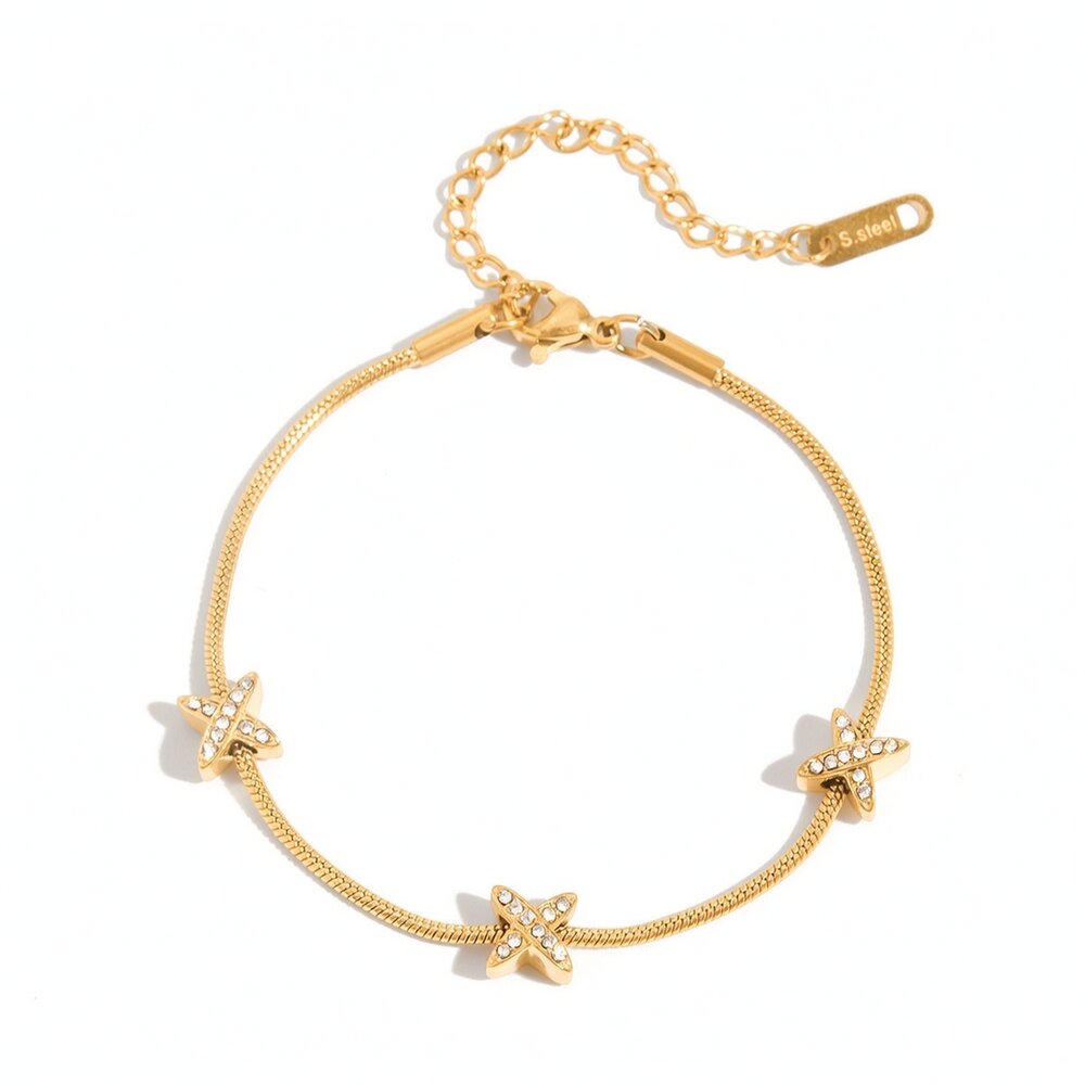 1 Piece Star Stainless Steel Waterproof Gold Color Women's Chain Bracelets