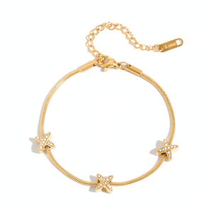 1 Piece Star Stainless Steel Waterproof Gold Color Women's Chain Bracelets h5