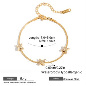 1 Piece Star Stainless Steel Waterproof Gold Color Women's Chain Bracelets h5 Picture2