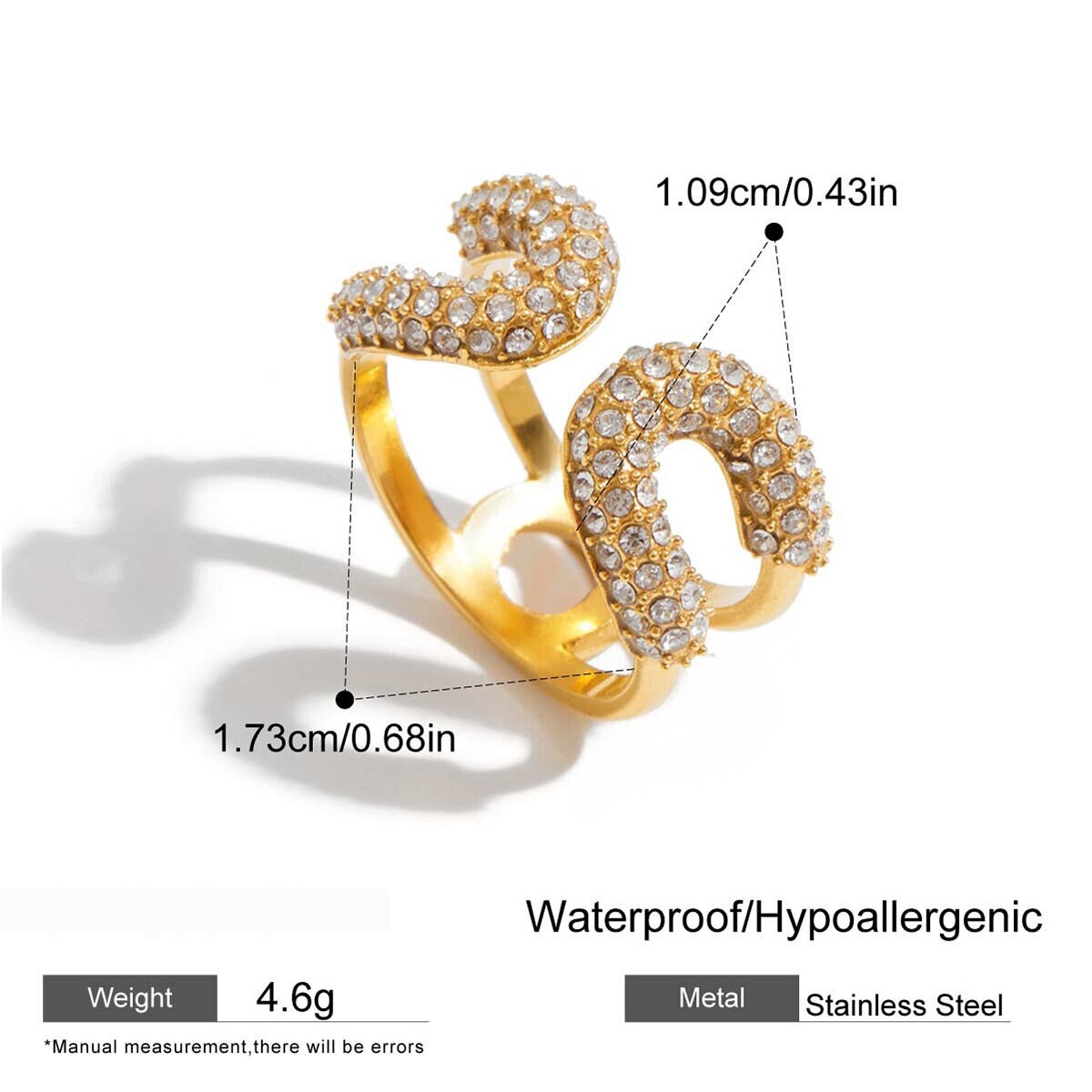 1 Piece Luxurious Series Stainless Steel Waterproof Gold Color Women's Gemstone Rings Picture2