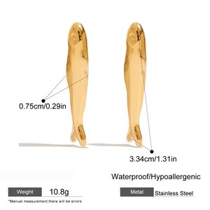 1 Pair Fish Stainless Steel Gold Color Women's Drop Earrings h5