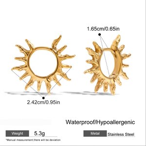 1 Paar Stylische Retro-Ohrringe Aus Edelstahl, Wasserdicht, Goldfarben, Aus Der Serie „Retro Sun“, Damen. h5 Bild2