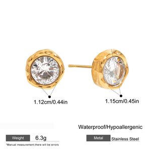 1 Pair Classic Series Daily Geometric Stainless Steel Waterproof Gold Color Women's Stud Earrings h5 Picture2