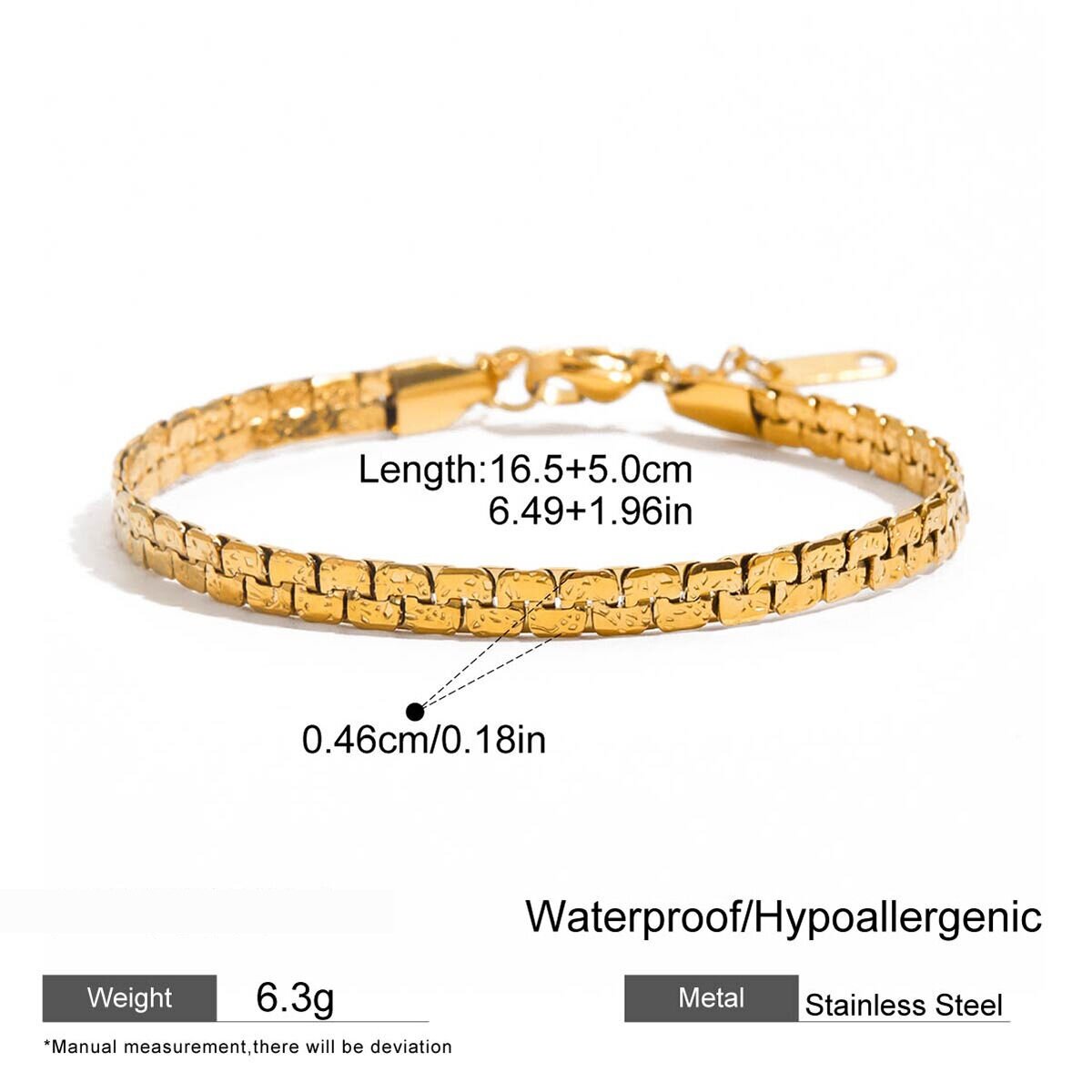 1 Stück Klassisches, Gedrehtes, Wasserdichtes Damen-Kettenarmband Aus Edelstahl In Goldfarbe h5 Bild2