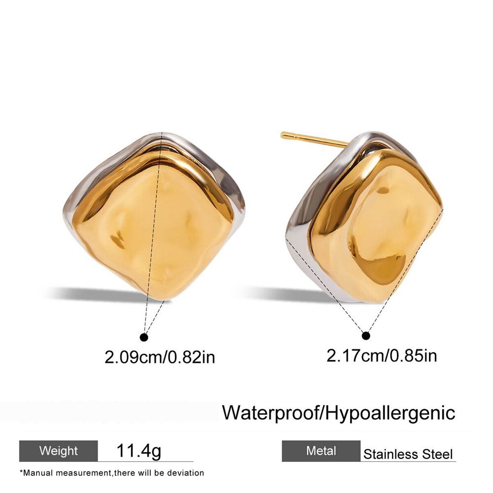 1 Pair Simple Series Personality Rectangular Stainless Steel Waterproof Gold Color Women's Stud Earrings Picture2