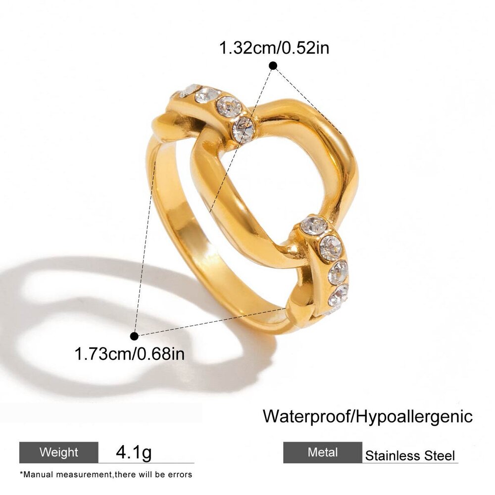 1 Pair Luxurious Series Stainless Steel Waterproof Gold Color Women's Gemstone Rings Picture2