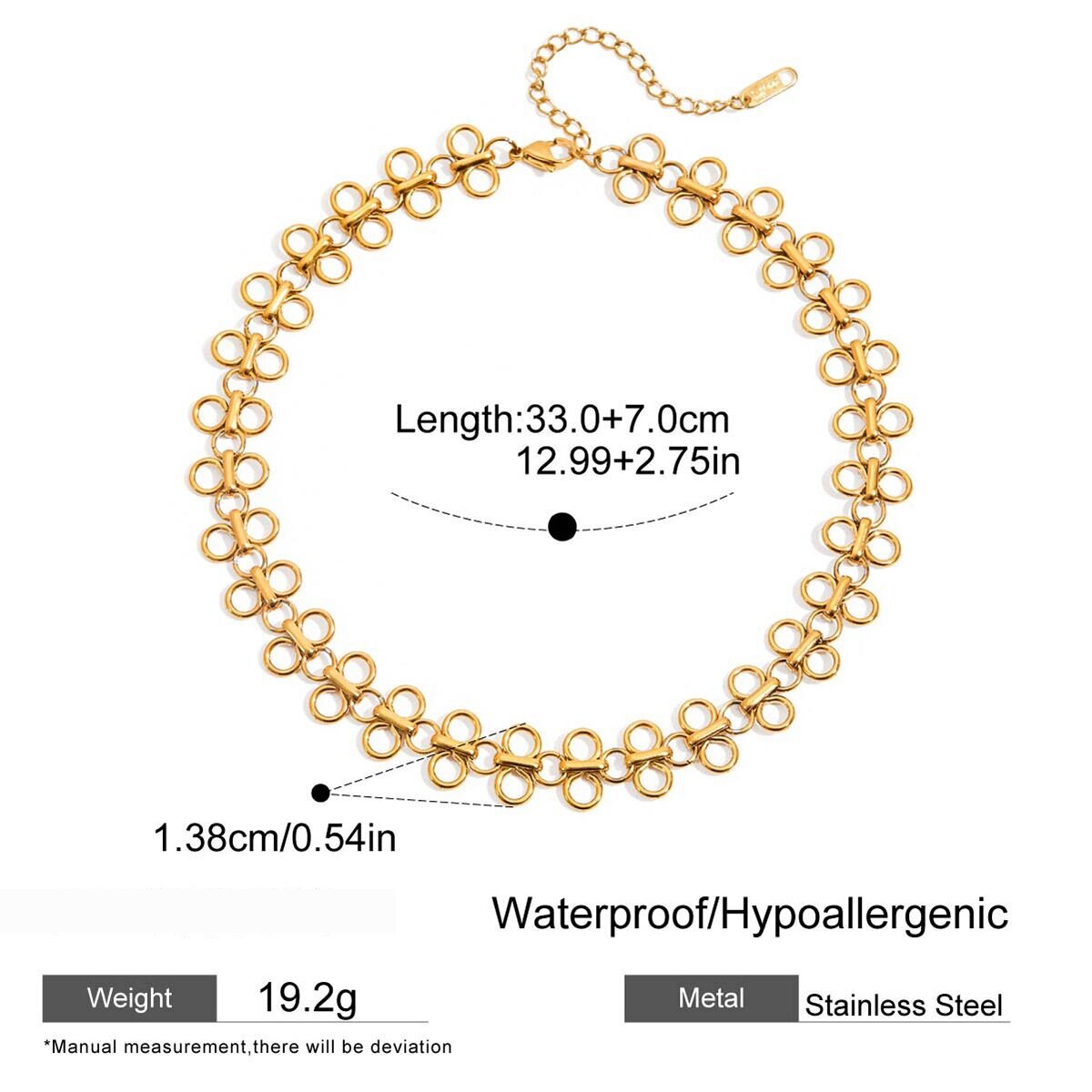 1 Pair  Clover Stainless Steel Gold Color Women's Chain Necklaces h5 Picture2