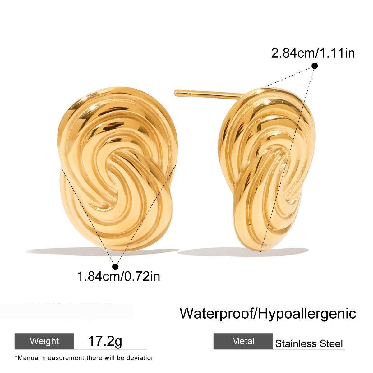 1 Pair Simple Series Personality Spiral Stainless Steel Waterproof Gold Color Stud Earrings h5 Picture2