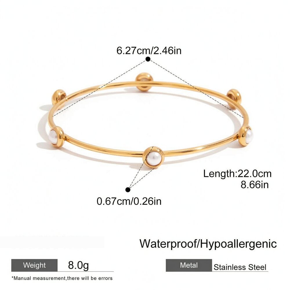 1 Piece Classic Series Retro Geometric Stainless Steel Waterproof Gold Color Women's Bangles