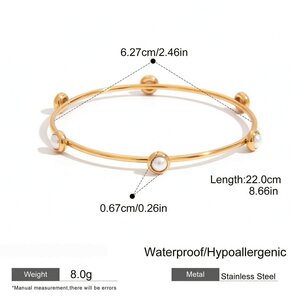 1 Piece Classic Series Retro Geometric Stainless Steel Waterproof Gold Color Women's Bangles h5