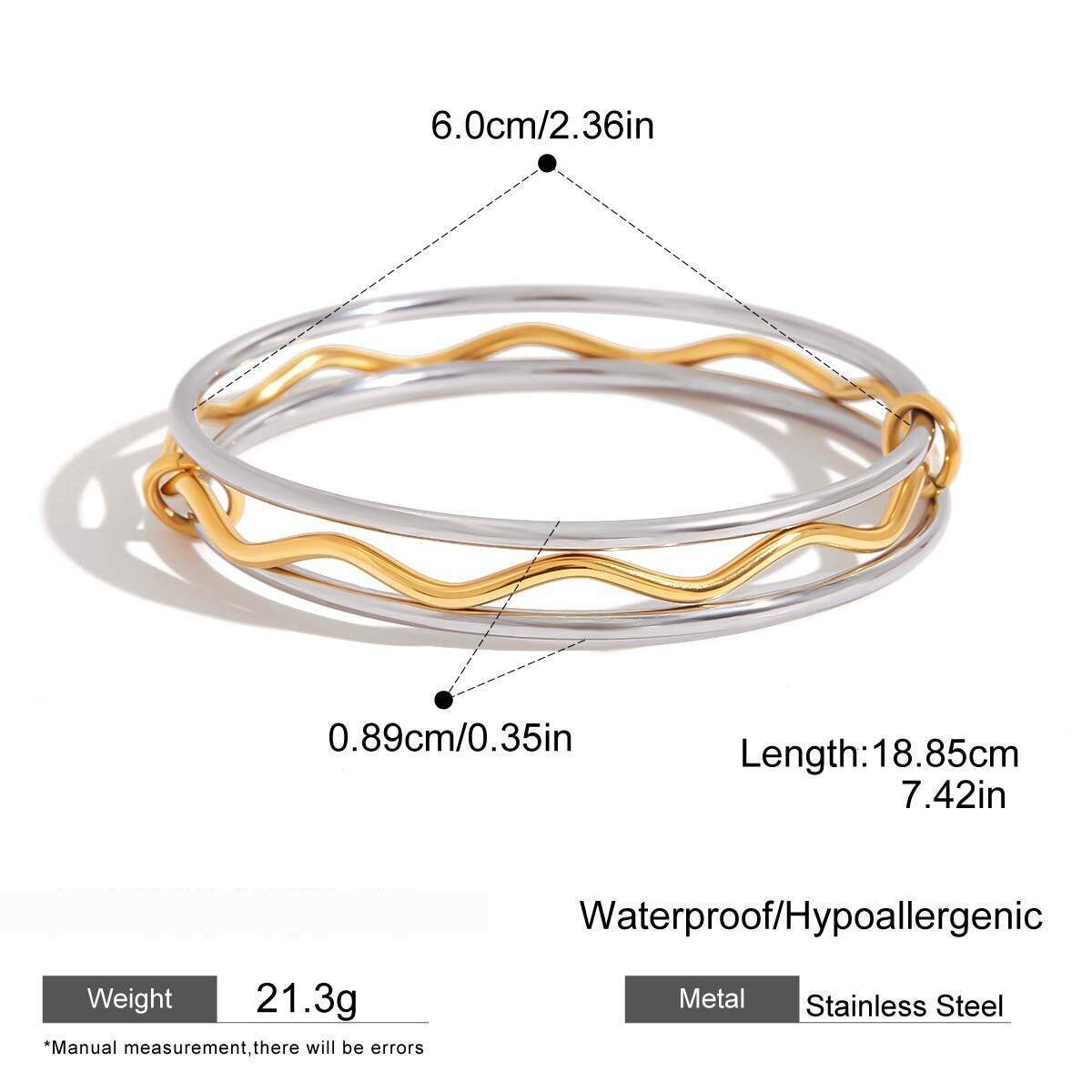 1 Piece Modern Gold & Silver Color Women's Bangles h5 Picture2