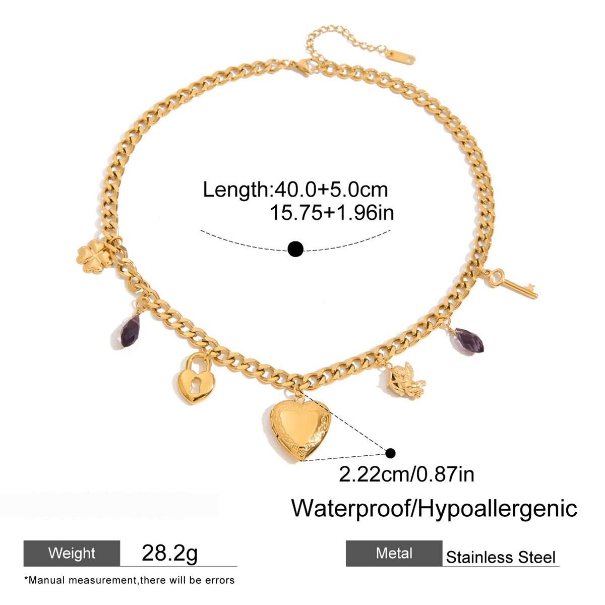 1 Piece Romantic Series Elegant Heart Stainless Steel Waterproof Gold Color Women's Pendant Necklaces Picture2