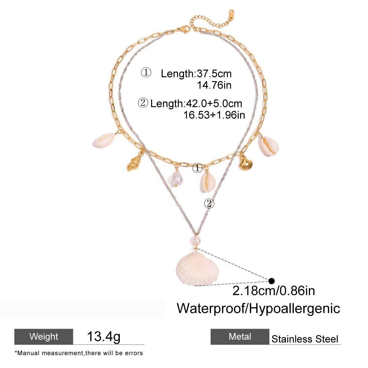 1 Piece Romantic Series Vacation Shell Stainless Steel Waterproof Gold Color Women's Layered Necklaces h5 Picture2
