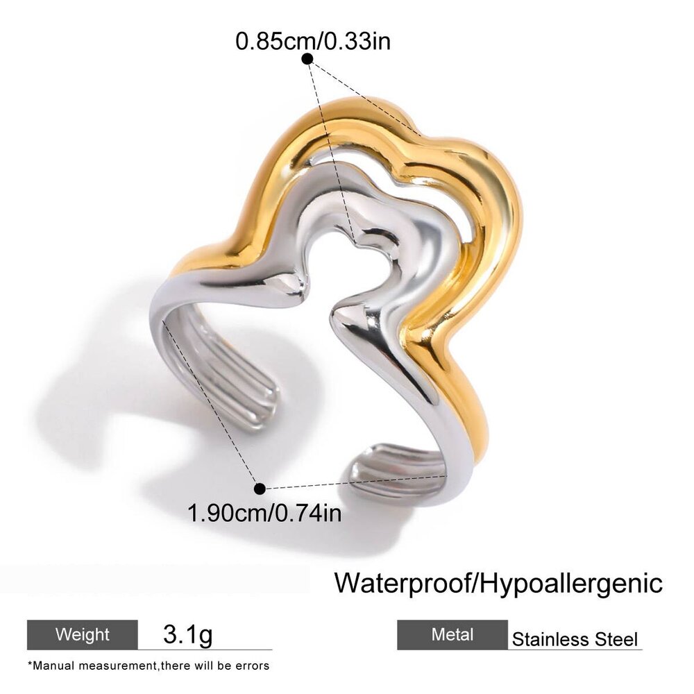 1 Piece Classic Geometric Stainless Steel Waterproof Gold Color Minimalist Rings Picture2