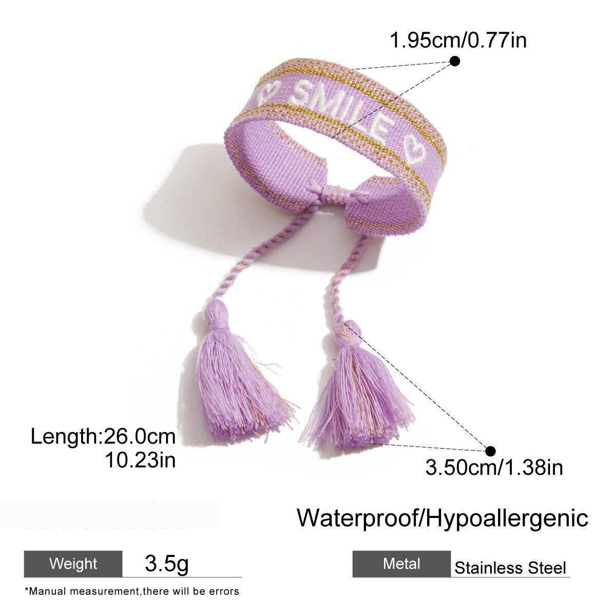 Braccialetti Da Donna In Cotone Con Lettere Bohémien, Serie Alla Moda, 1 Pezzo 