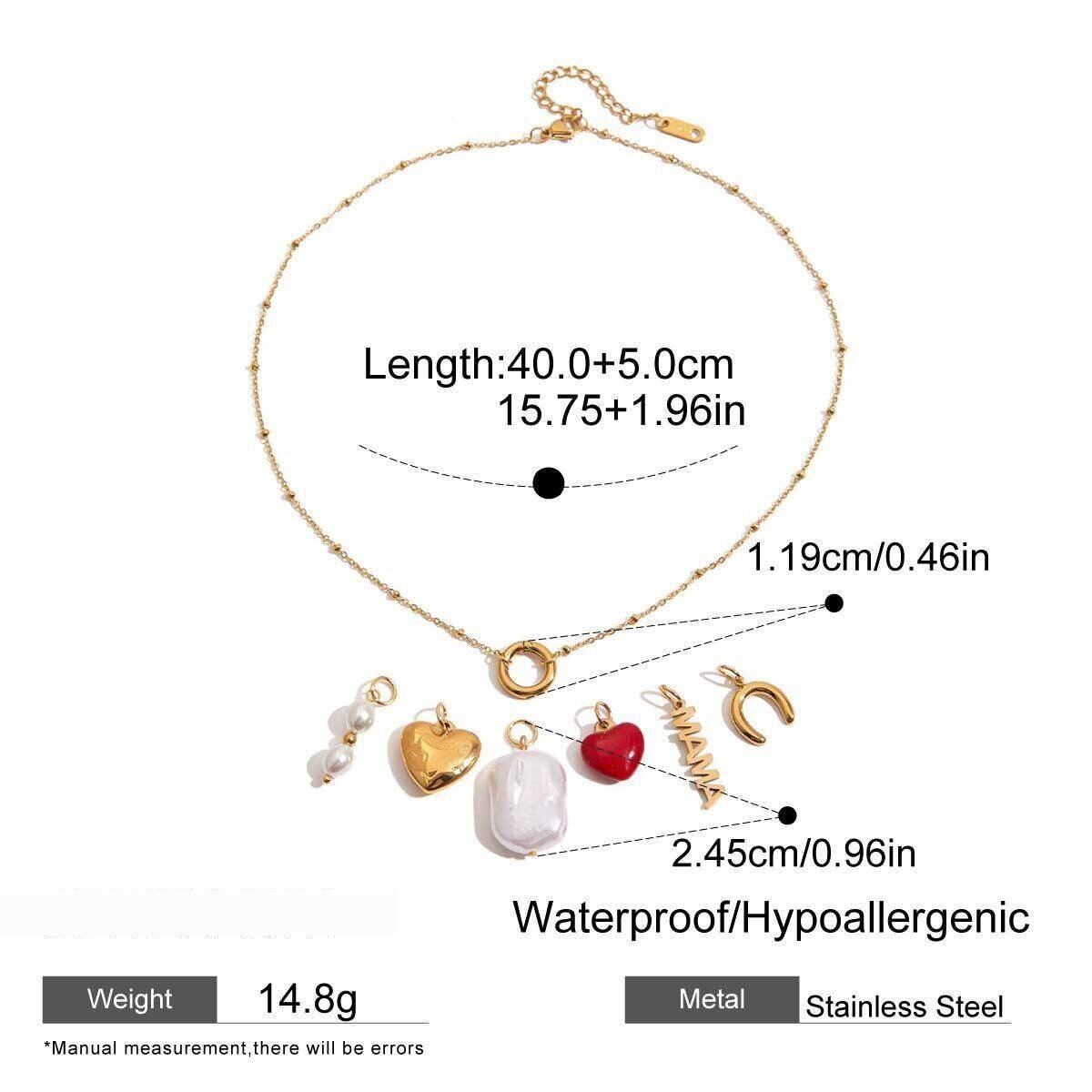 1 Piece Diy Series Vacation Heart Stainless Steel Waterproof Gold Color Women's Pendant Necklaces Picture2