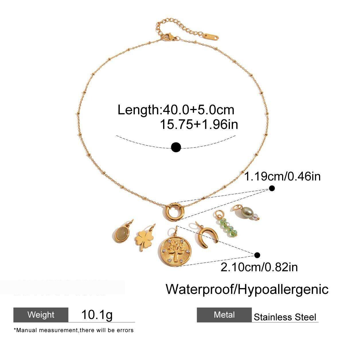 1 Piece Diy Series Personality Clover Stainless Steel Waterproof Gold Color Women's Pendant Necklaces Picture2