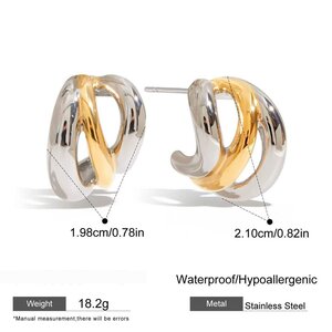 1 Pair Simple Series Twist Stainless Steel Waterproof Gold Color Women's Hoop Earrings h5 Picture2