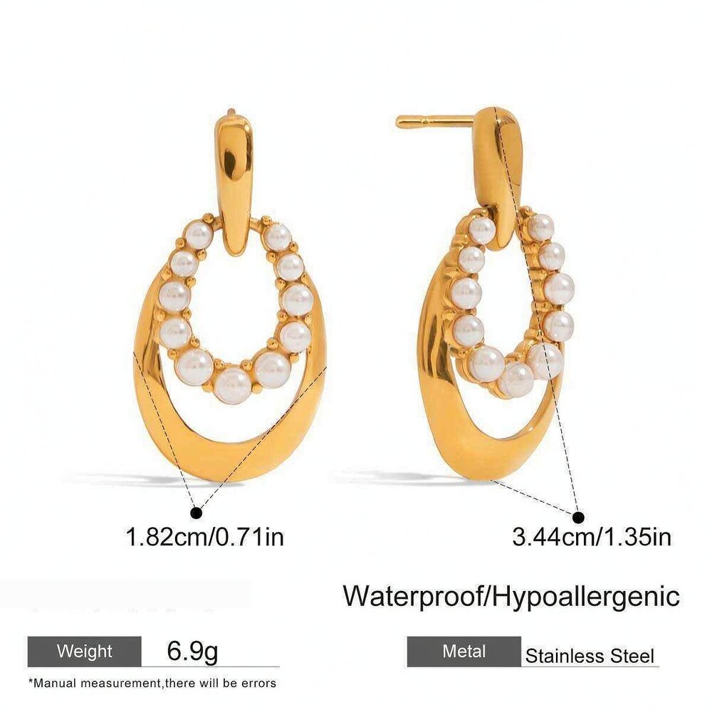 1 Pair Classic Series Retro Droplet Stainless Steel Waterproof Gold Color Women's Drop Earrings Picture2