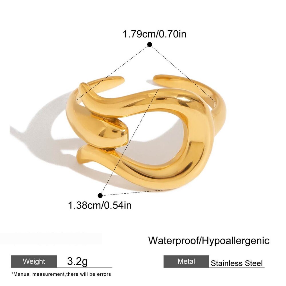 1 Piece Modern Series Personality Geometric Stainless Steel Waterproof Gold Color Minimalist Rings