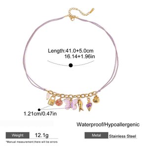 1 Piece Romantic Series Natural Butterfly Stainless Steel Waterproof Gold Color Women's Braided Necklaces h5 Picture2